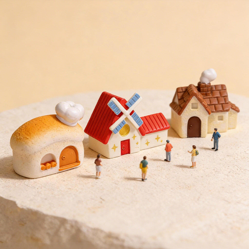 Miniature Village House Set of 9, Tiny Treehouse Windmill Cottage and Mushroom Home Ornaments for Desk Displays