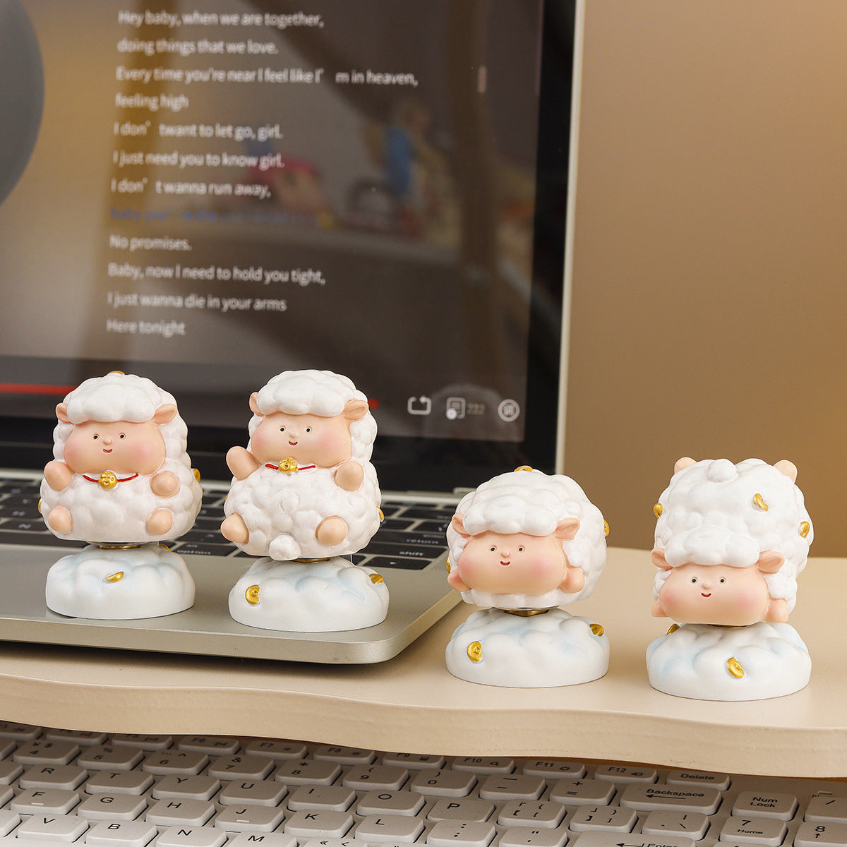 Whimsical Lamb Desk Figurine, Sweet Sheep Tabletop Ornament in Six Pose Options or a Four Piece Set for Cozy Shelves and Gifts