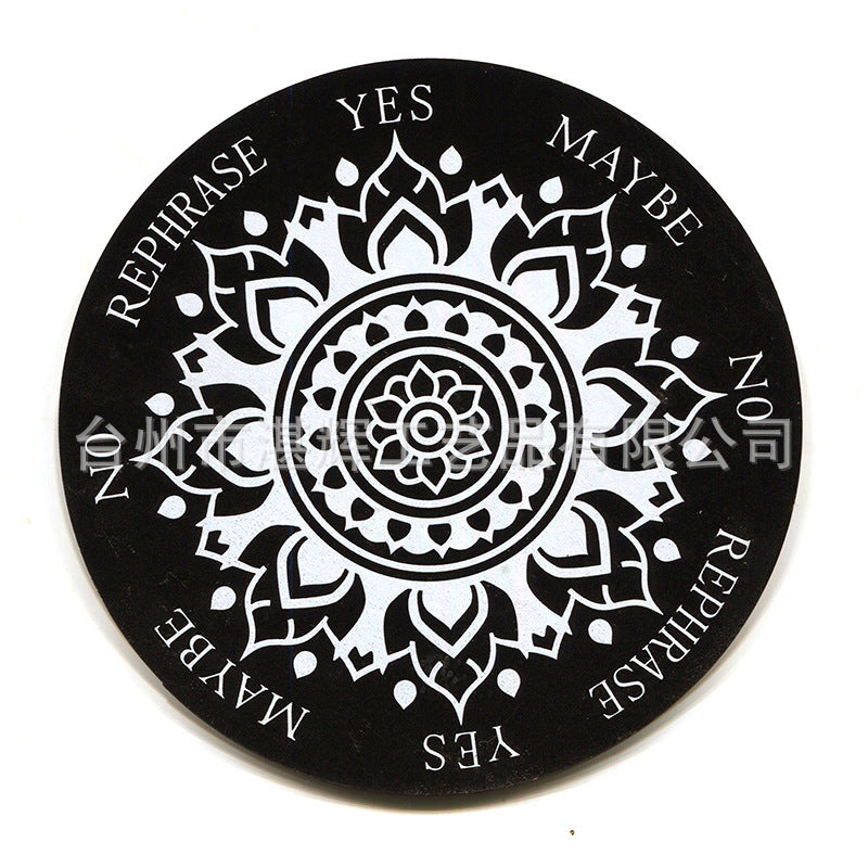 黑白七星阵摆盘松木能量板木质雕刻图案工艺品家居冥想摆件挂饰