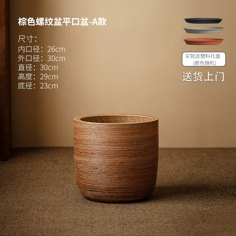 Large caliber ceramic flower pot villa courtyard turtle backed bamboo tree planting green plant vat decoration floor to ceiling large vase