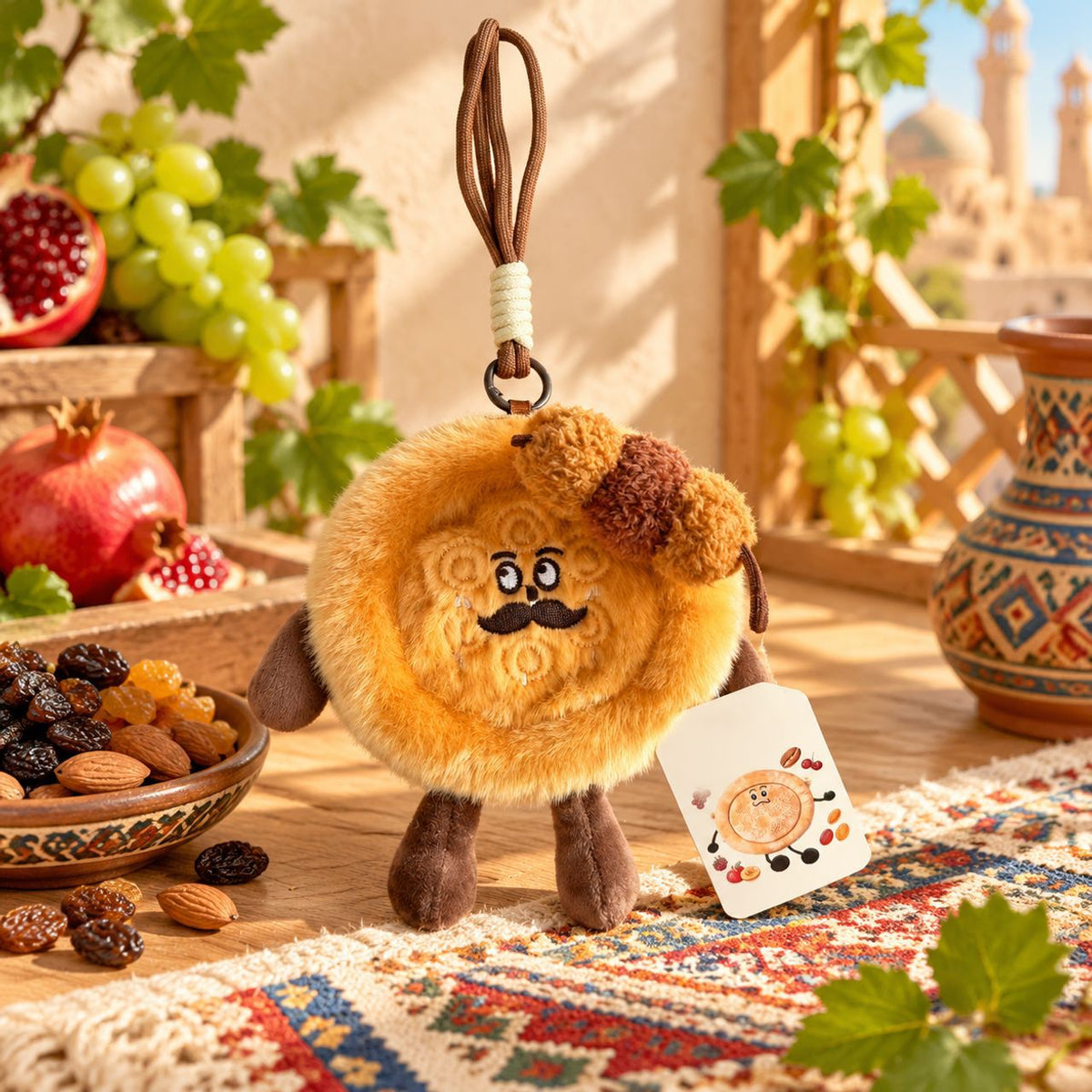 Xinjiang Naan Bread Plush Coin Purse, 12 cm Smiling Food Charm Bag with Four Playful Designs