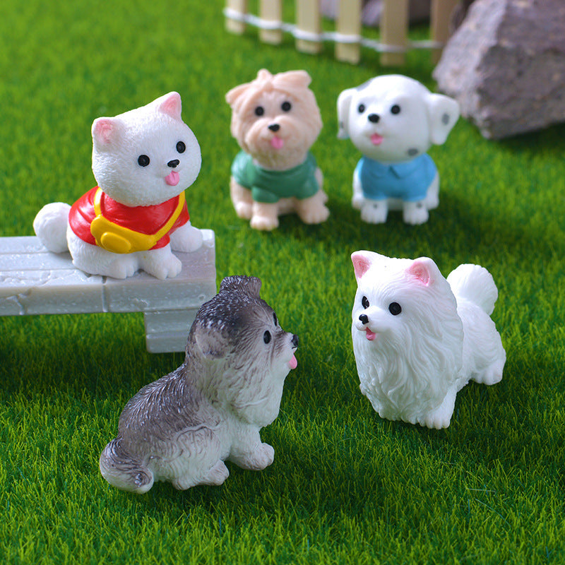 Mini Dog Figurine Set of 12, Colorful Puppy Breed Ornaments for Desk Displays and Miniature Scenes