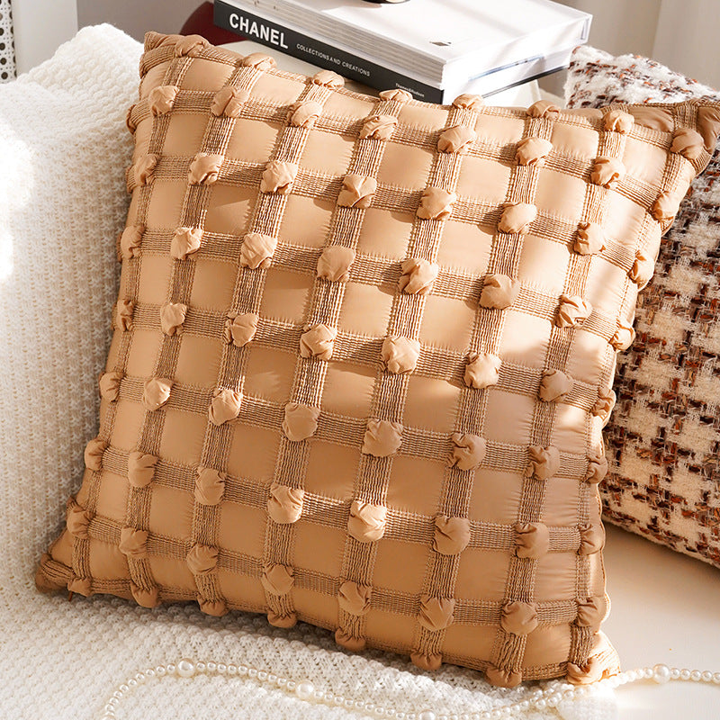 Vintage Cream and Brown Pillow Covers, Rose, Tufted and Geometric Designs for Sofas and Cozy Bedrooms