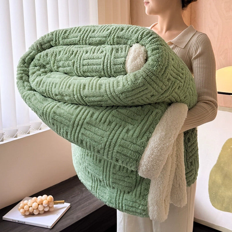 Handmade Coral Fleece Lamb Fleece Blanket