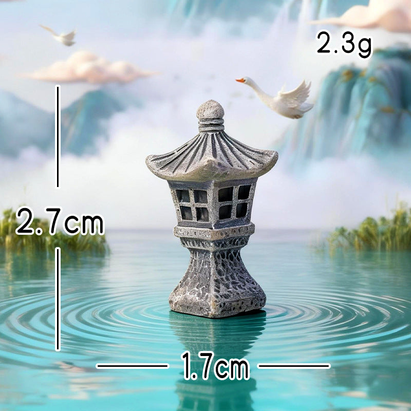 Miniature Garden Bridge and Pavilion Set of 11, Tiny Stone Lantern Bridges and Courtyard Accents for Desk Displays