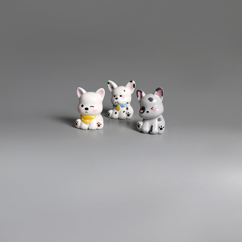 Tiny Puppy Miniatures, Complete 6 Piece Colorful Dog Figurine Set for Desks, Fairy Gardens and Dog Lover Gift Displays