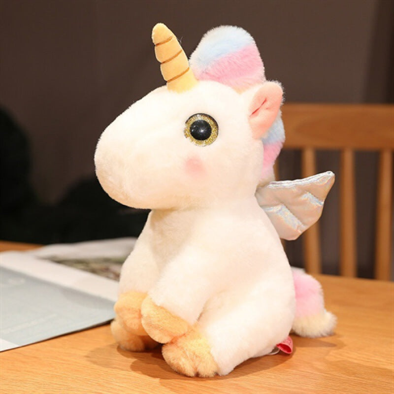 Pastel Winged Unicorn Plush Toy, 25 cm Soft Fantasy Horse in Yellow, Pink or Blue for Whimsical Gifts and Cozy Rooms