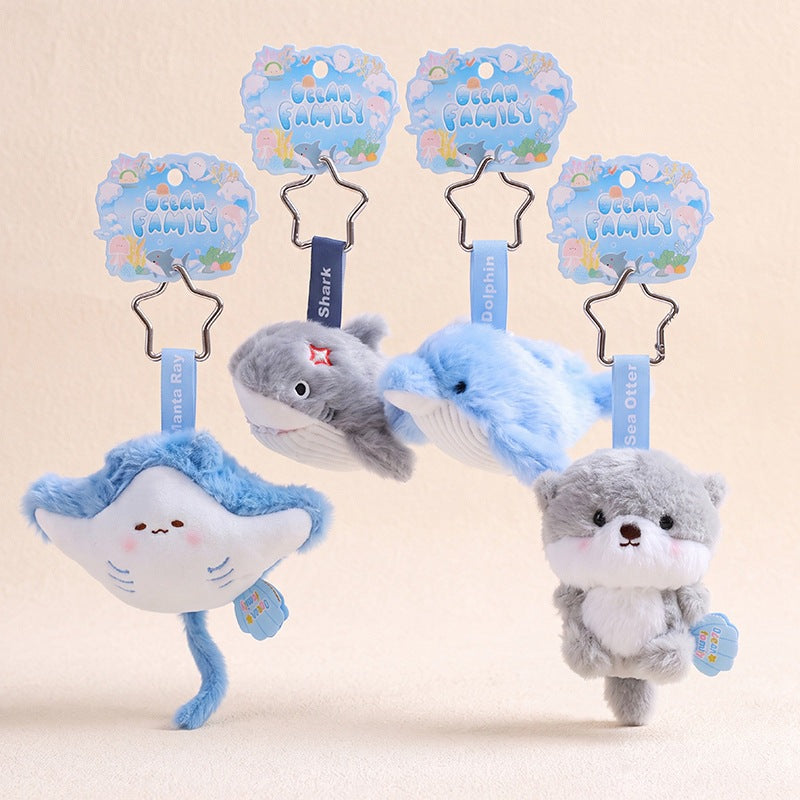 Mini Ocean Animal Plush Bag Charm, 12 cm Sea Creature Keychain in 13 Styles for Backpacks, Handbags and Playful Gifts