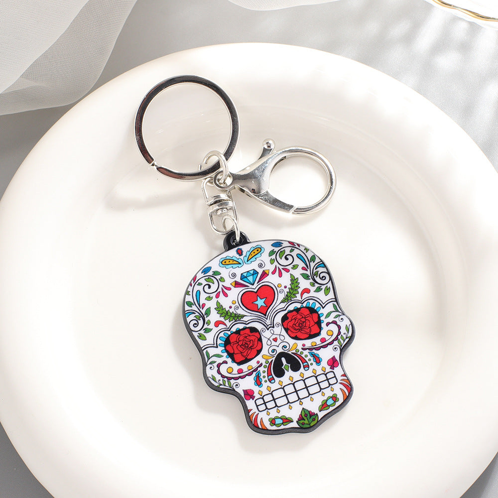 Vibrant Handmade Sugar Skull Charm | Trendy Keychain & Bracelet Pendant for Bags & Style Accents