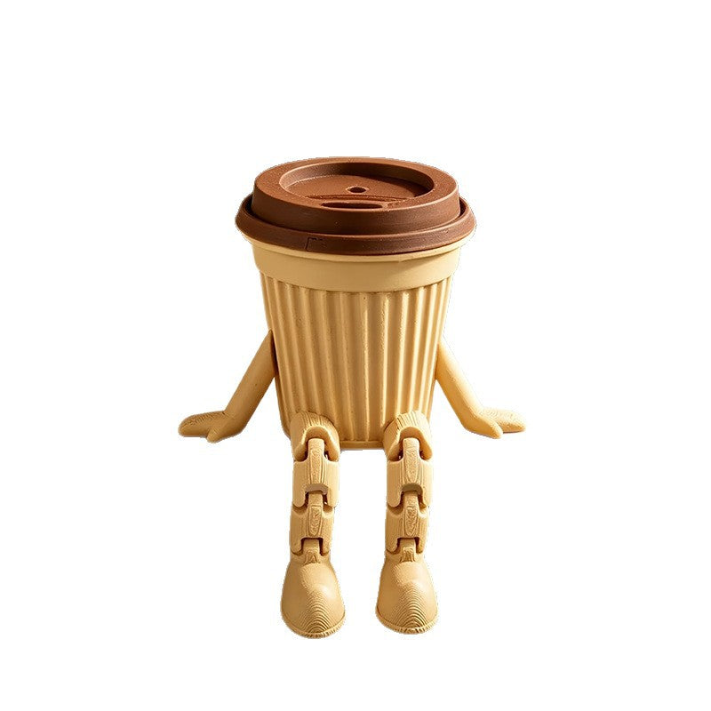 Poseable 3D-Printed Coffee Cup Figurine, Playful Mini Latte Character for Desks and Shelves