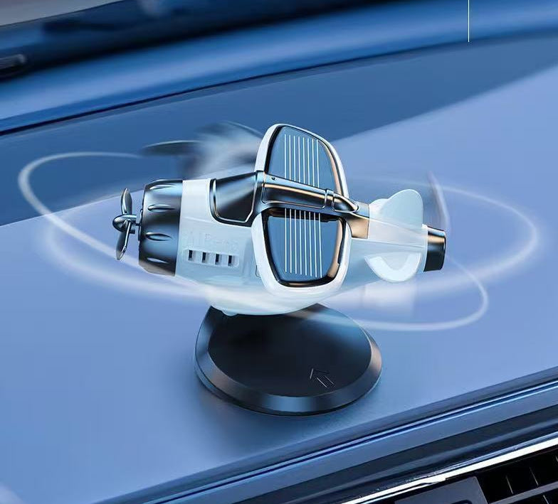 Light-Activated Spinning Airplane Car Accent, Mini Dashboard Ornament in Yellow or White for Playful Drives