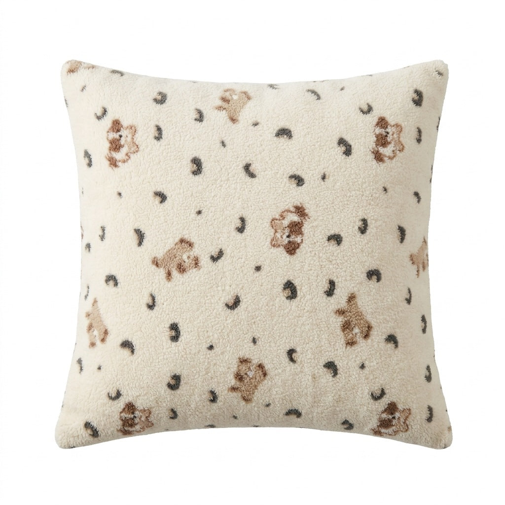 Playful Dog Pillow Cover, Cream Textured Cushion Case in 45 or 47 cm for Cozy Sofas, Beds and Animal Lover Gifts