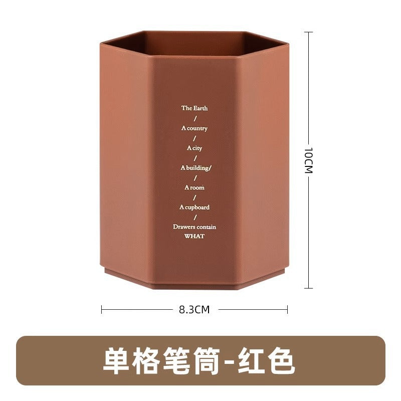 Minimalist Geometric Pencil Holder, Modern Desktop Pen Cup Organizer in Five Contemporary Shades for Home Offices and Study Spaces