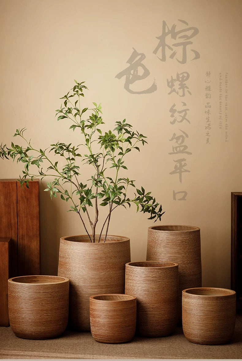 Large caliber ceramic flower pot villa courtyard turtle backed bamboo tree planting green plant vat decoration floor to ceiling large vase