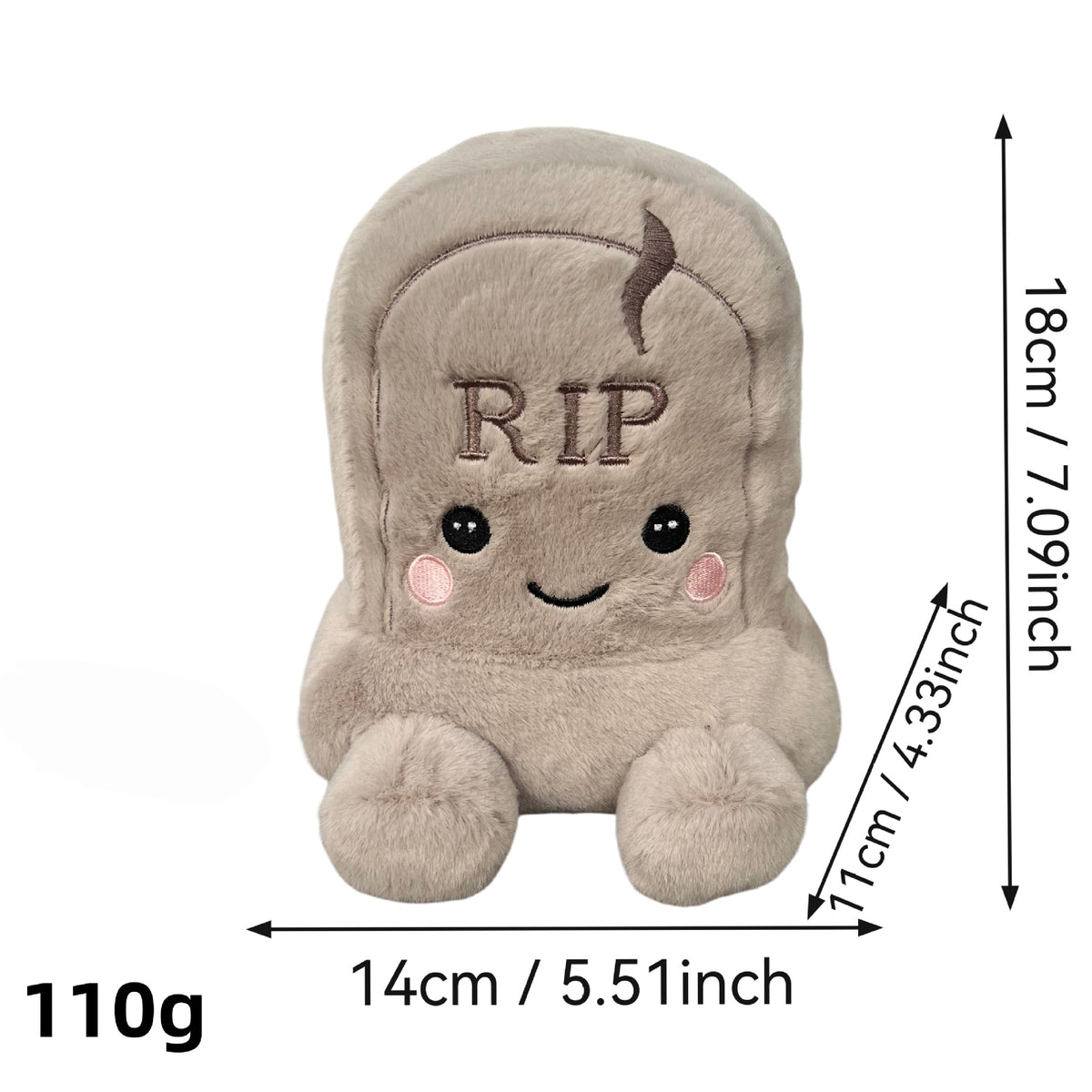Whimsical Tombstone Plush Toy, 18 cm Halloween Shelf Accent and Soft Spooky Gift