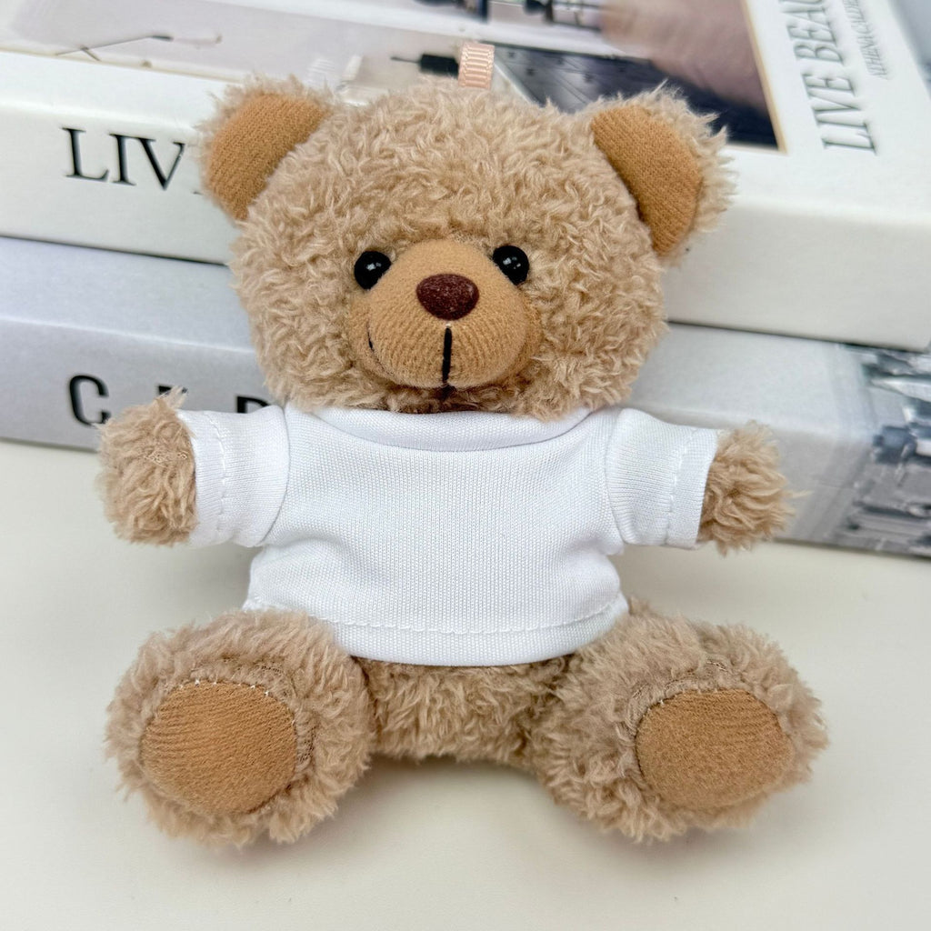 Outfit Teddy Bear Plush Bag Charm, 11 cm Mini Stuffed Bear Keychain in Colorful Sweaters and Shirts
