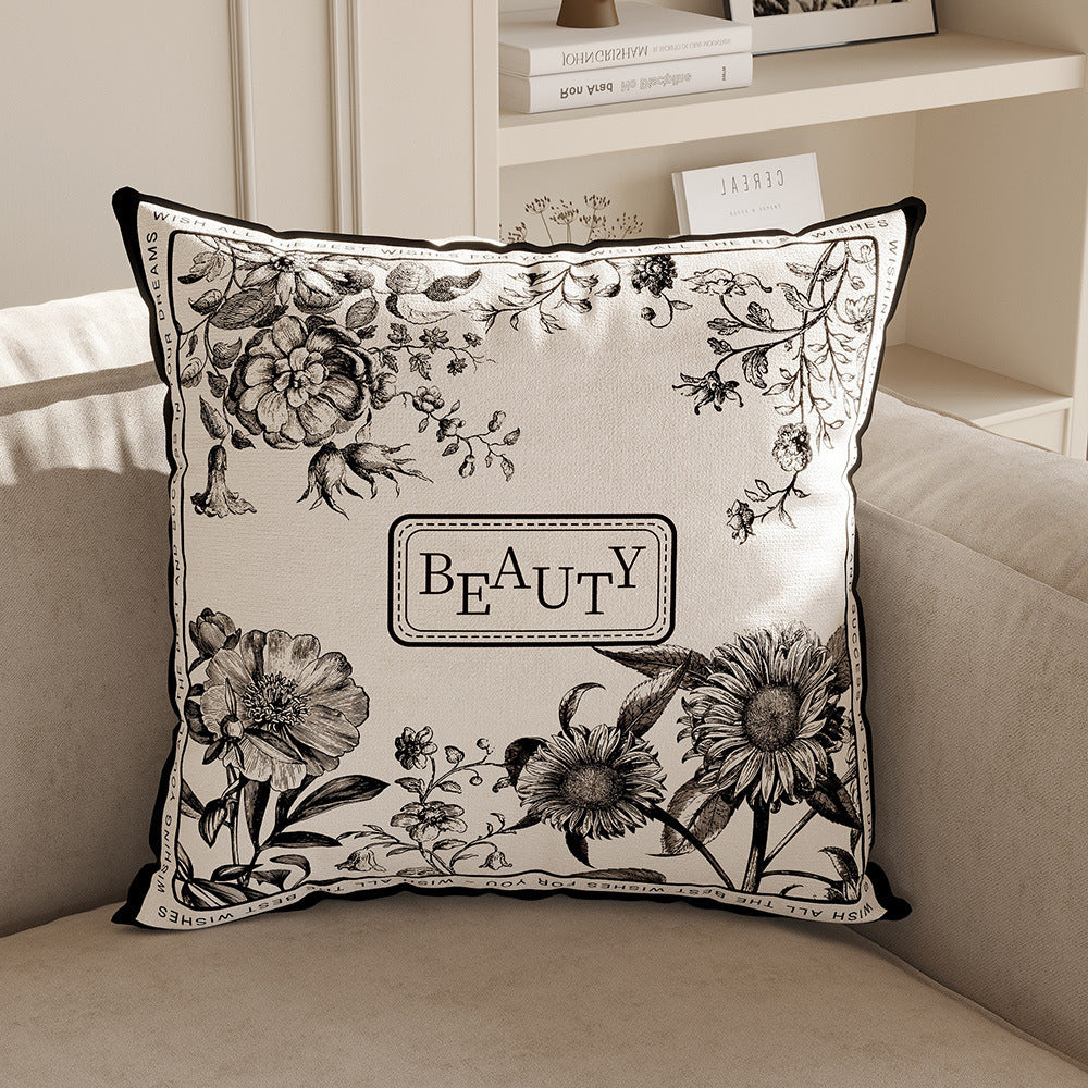 Black and White Botanical & Stripe Pillow Covers, Double-Sided Printed Decorative Cushion Covers for Sofas, Bedrooms and Cozy Living Rooms