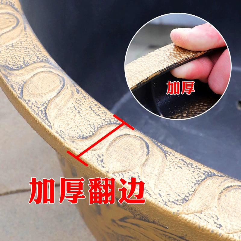 Vintage Resin Flower Pot with Historical Craftsmanship, Outer Diameter 29.5-149cm & Inner Diameter 25-130cm, Retro Planter for Indoor/Outdoor Garden Decoration