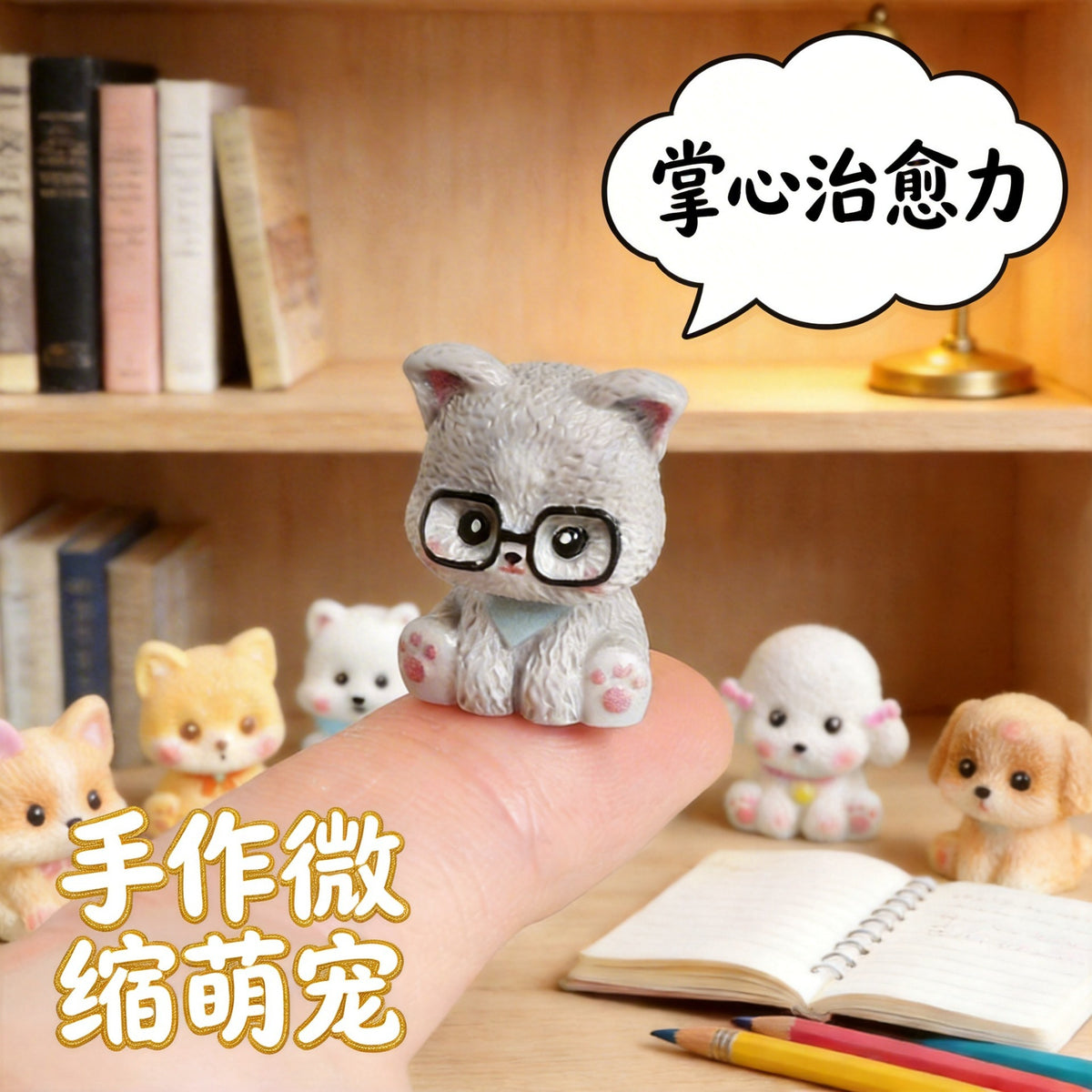Tiny Dog Miniatures, Complete 10 Piece Puppy Figurine Collection for Desks, Bookshelves, Fairy Gardens and Dog Lover Gifts