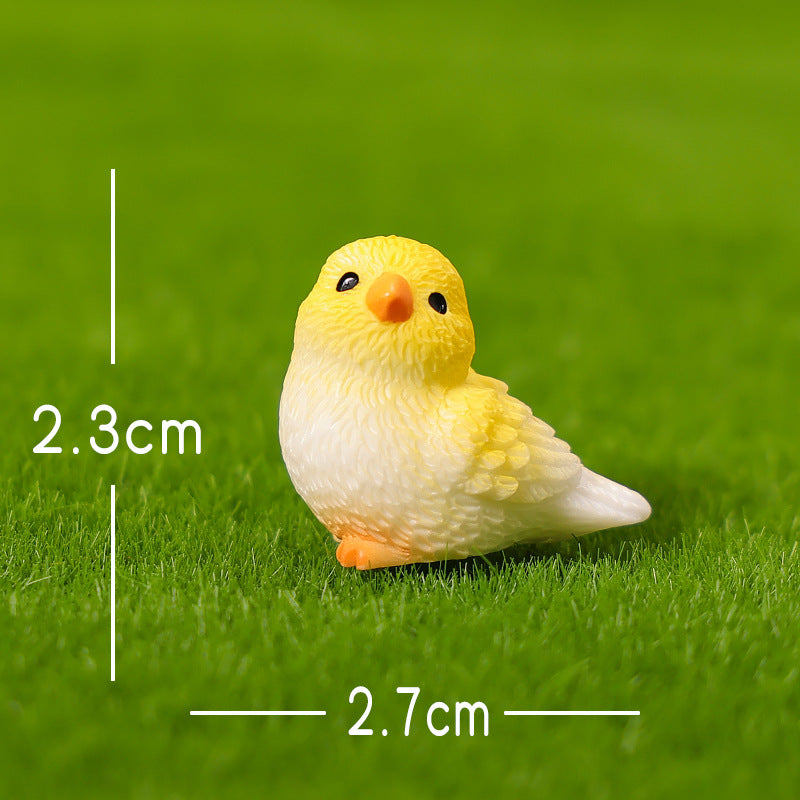 Mini Yellow Parrot Figurine in Eight Playful Poses, Tiny Bird Accent for Fairy Gardens, Desks, Bookshelves and Cheerful Gifts