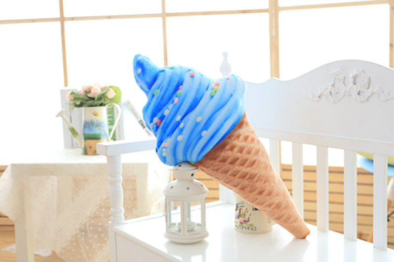 Whimsical Ice Cream Cone Plush Toy, 22 or 30 cm Soft Dessert Cushion in Colorful Swirl, Cherry, Matcha and Chocolate Styles