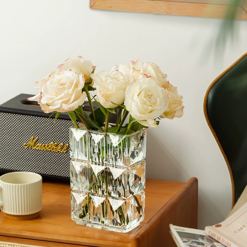 Heavy - Duty Textured Glass Flower Vase