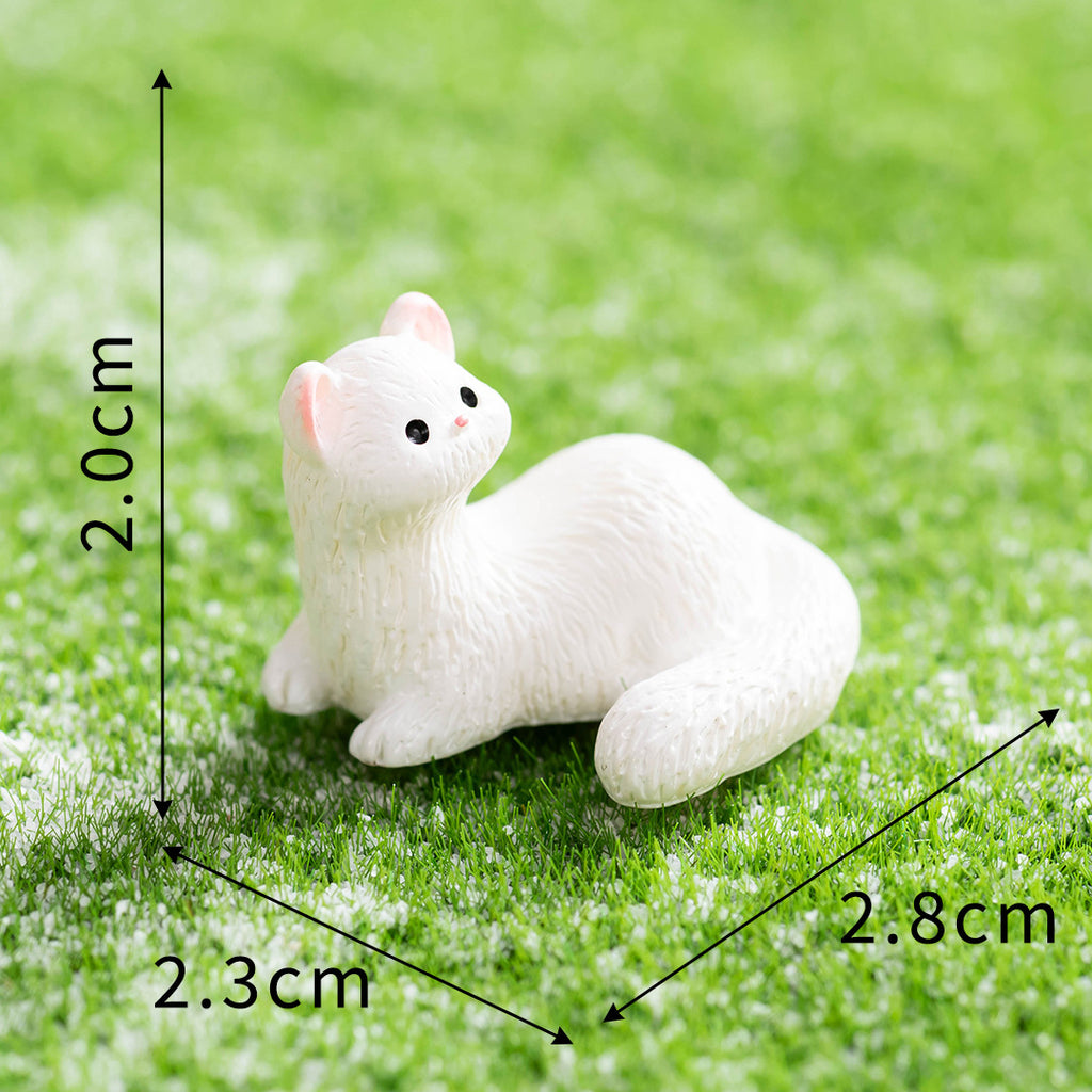 Mini Ferret Figurine in Three Curious Poses, Tiny Animal Accent for Fairy Gardens, Desks, Bookshelves and Nature Lovers