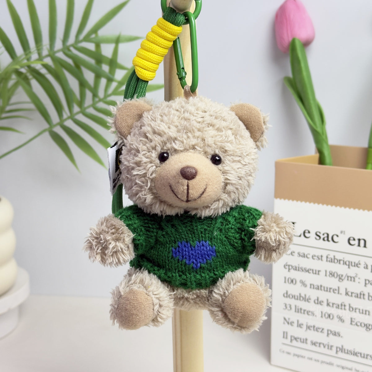 Outfit Teddy Bear Plush Bag Charm, 11 cm Mini Stuffed Bear Keychain in Colorful Sweaters and Shirts