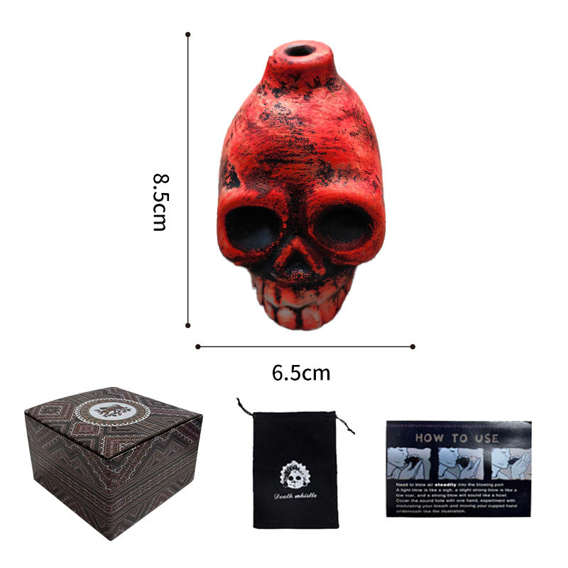 Aztec Death Whistle (Multiple Styles) – Handmade Clay Skull Ghost Whistle with Loud Penetrating Sound