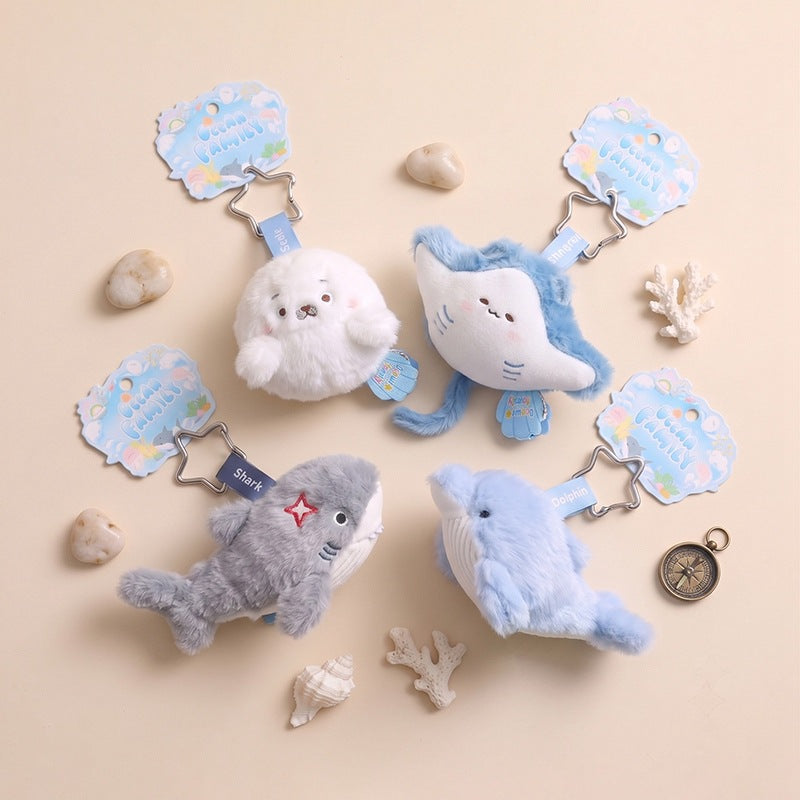 Mini Ocean Animal Plush Bag Charm, 12 cm Sea Creature Keychain in 13 Styles for Backpacks, Handbags and Playful Gifts