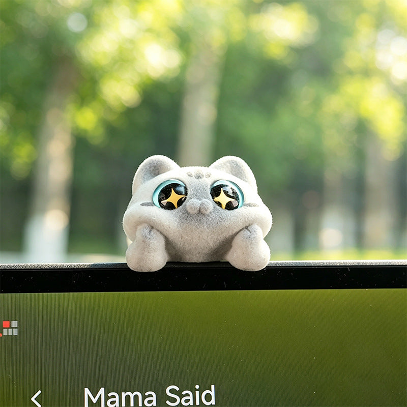 Playful Peeking Cat Car Accent, Mini Resin Dashboard Figurine in Six Cat Styles for Car Interiors, Desks and Small Gifts