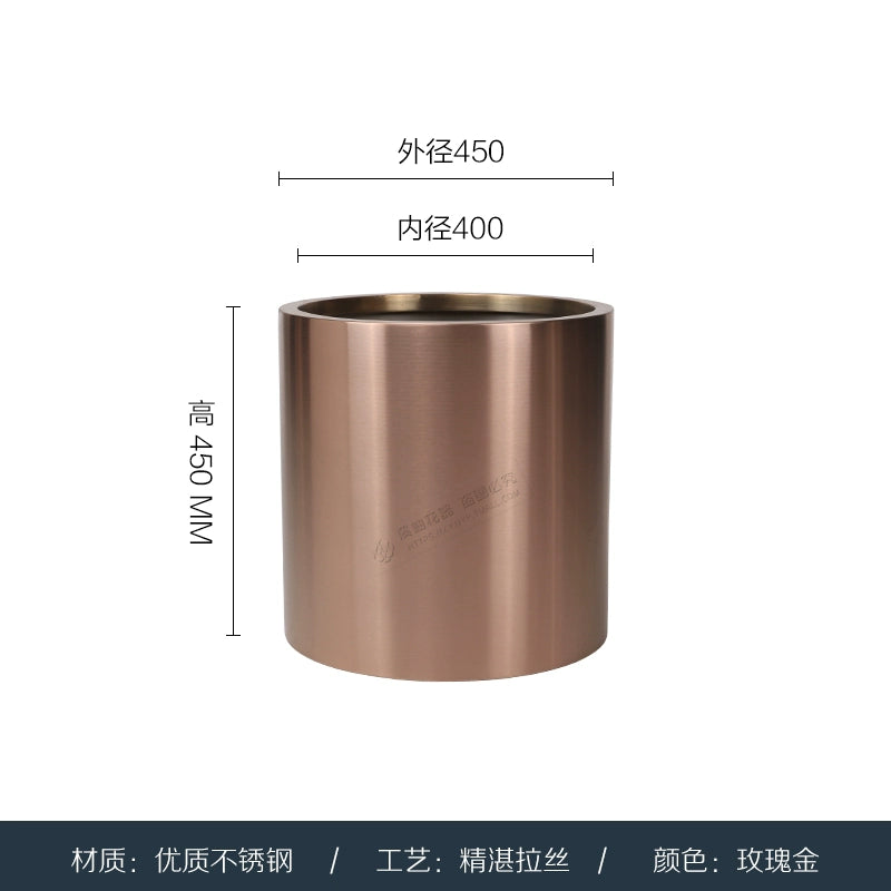 Nordic Creative Cylindrical Stainless Steel Flower Pot - Modern Planter with Diverse Visual Aesthetics for Indoor & Outdoor Decoration