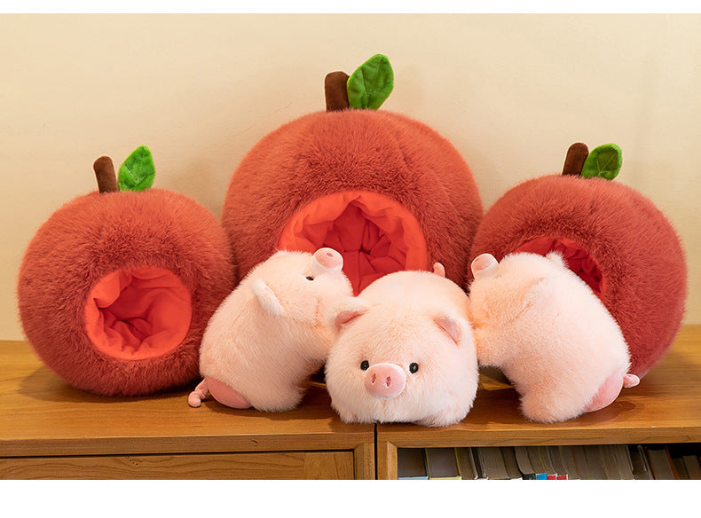Apple Pig Plush Toy, 30 cm Round Fruit Costume Animal Friend for Cozy Rooms and Thoughtful Gifts