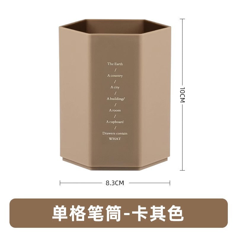 Minimalist Geometric Pencil Holder, Modern Desktop Pen Cup Organizer in Five Contemporary Shades for Home Offices and Study Spaces