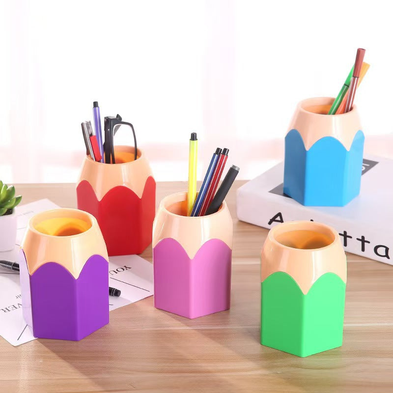 Colorful Pencil-Tip Pen Holder, Playful Desktop Pencil Cup in Pink, Blue, Purple, Green or Red for Creative Workspaces