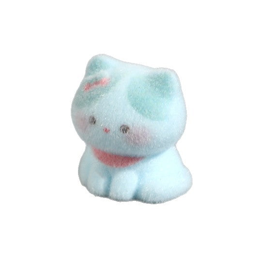 Mini Flocked Cat Figurines Set of 6, Pastel Animal Desk Ornaments for Shelves and Playful Home Decor
