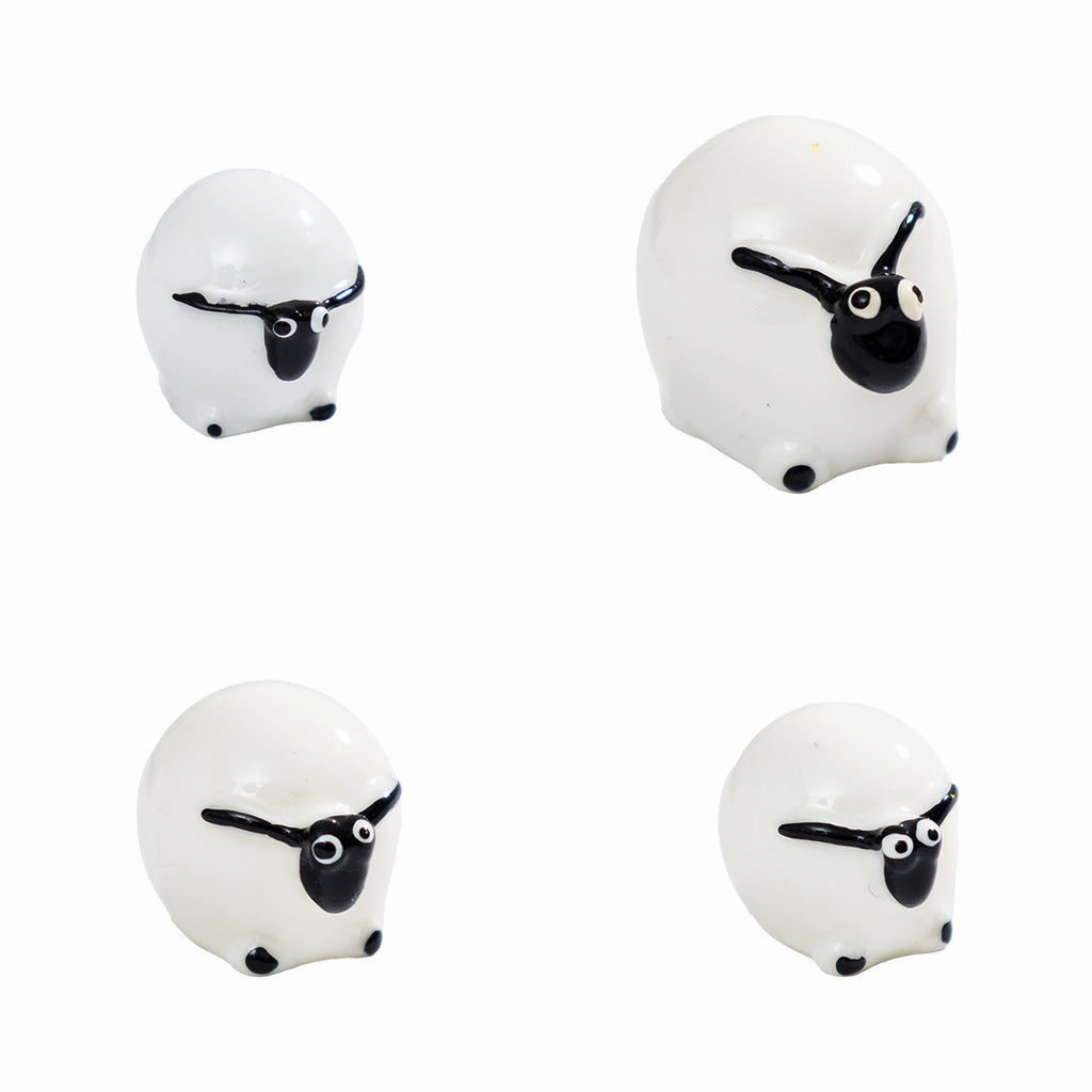 Mini Sheep Figurines Set of 3 Sizes, Charming Animal Desk Ornaments for Shelves and Miniature Scenes