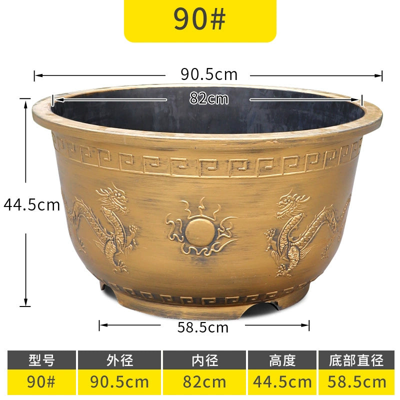 Vintage Resin Flower Pot with Historical Craftsmanship, Outer Diameter 29.5-149cm & Inner Diameter 25-130cm, Retro Planter for Indoor/Outdoor Garden Decoration