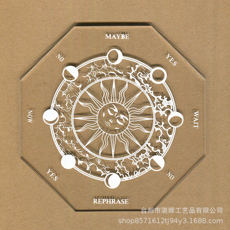 黑白七星阵摆盘松木能量板木质雕刻图案工艺品家居冥想摆件挂饰