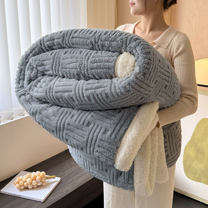 Handmade Coral Fleece Lamb Fleece Blanket