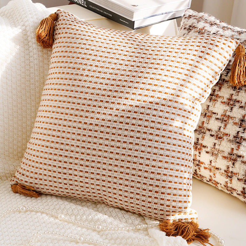 Vintage Cream and Brown Pillow Covers, Rose, Tufted and Geometric Designs for Sofas and Cozy Bedrooms