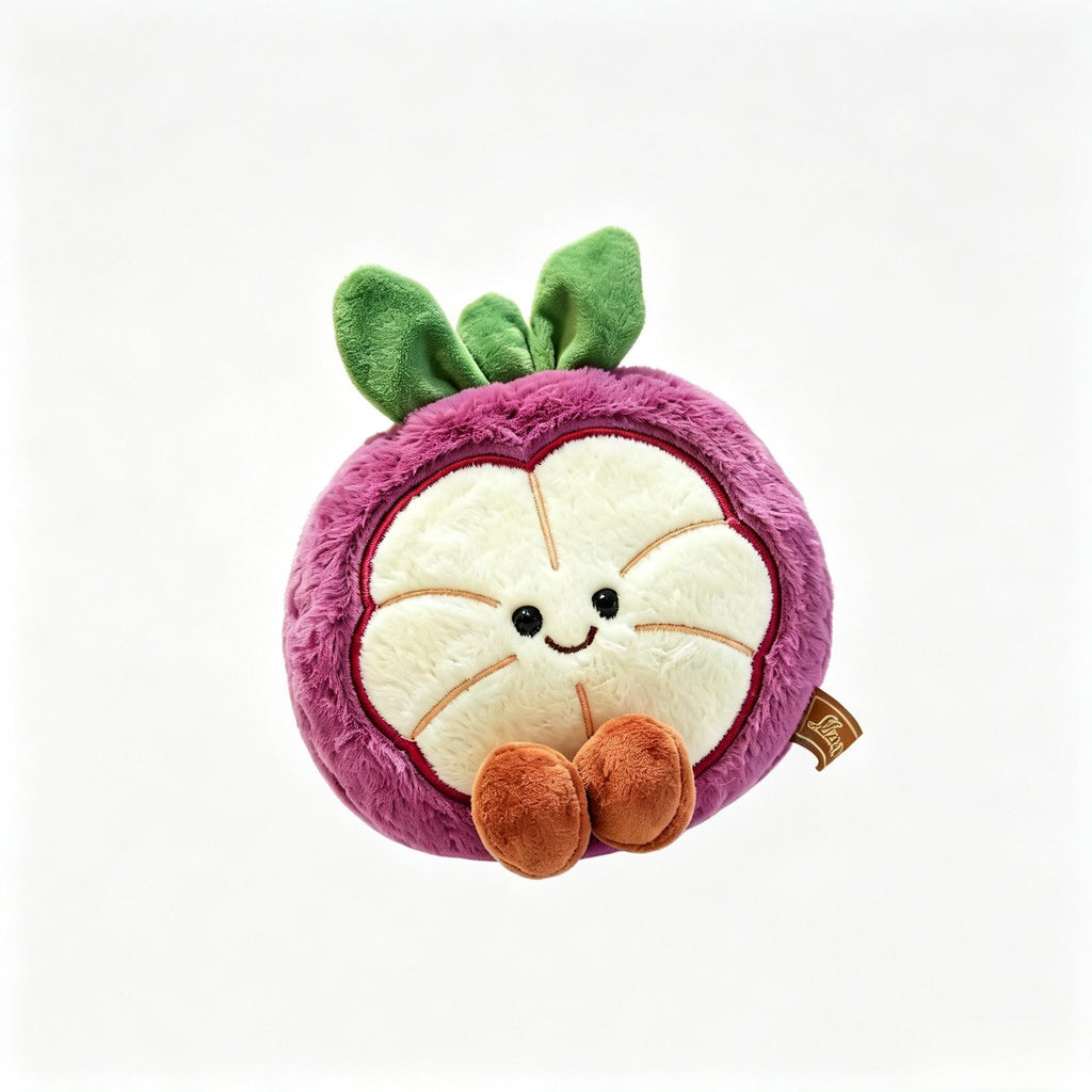 Smiling Fruit Plush Toy, 15 cm Mini Mangosteen Avocado Orange Mango Kiwi or Fig for Cozy Desks and Gifts