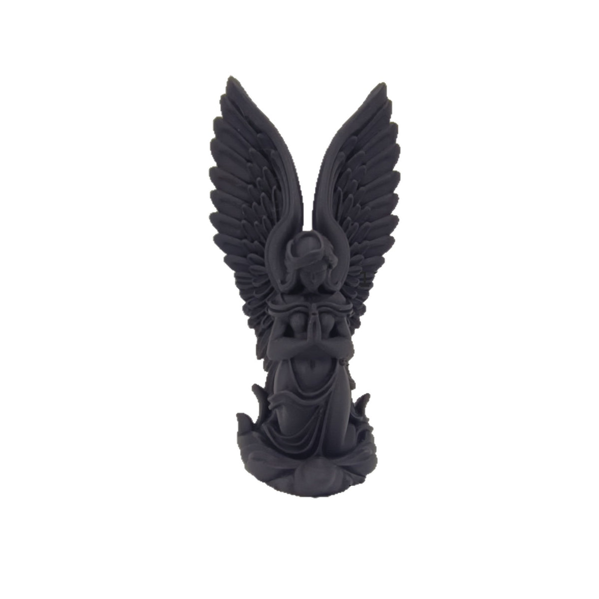 Praying Angel Desk Figurine, Cherub Sculpture in White or Black for Shelves, Workspaces and Thoughtful Gifts