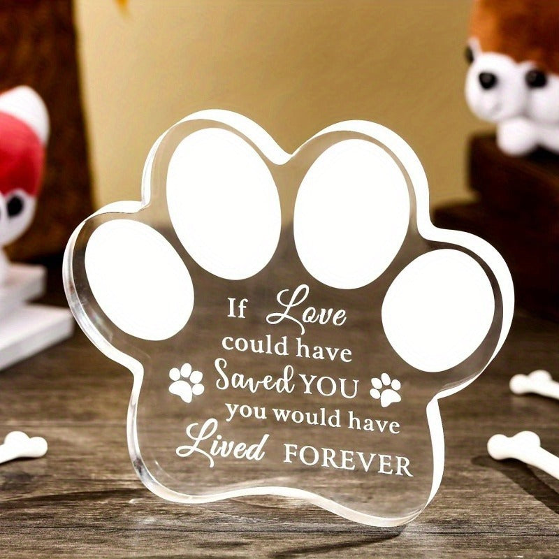 Pet Memorial Acrylic Paw Print Plaque – Dog & Cat Loss Keepsake | Sympathy Gift for Grieving Pet Owners