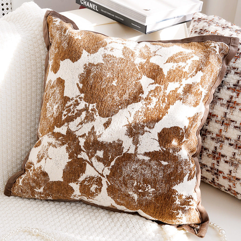 Vintage Cream and Brown Pillow Covers, Rose, Tufted and Geometric Designs for Sofas and Cozy Bedrooms