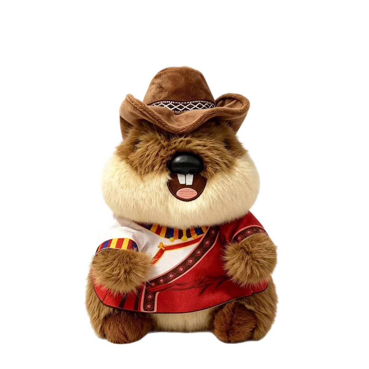 Cowboy Marmot Plush Toy, 25 cm Fluffy Animal Friend in Folk Inspired Outfit for Cozy Decor and Gifts