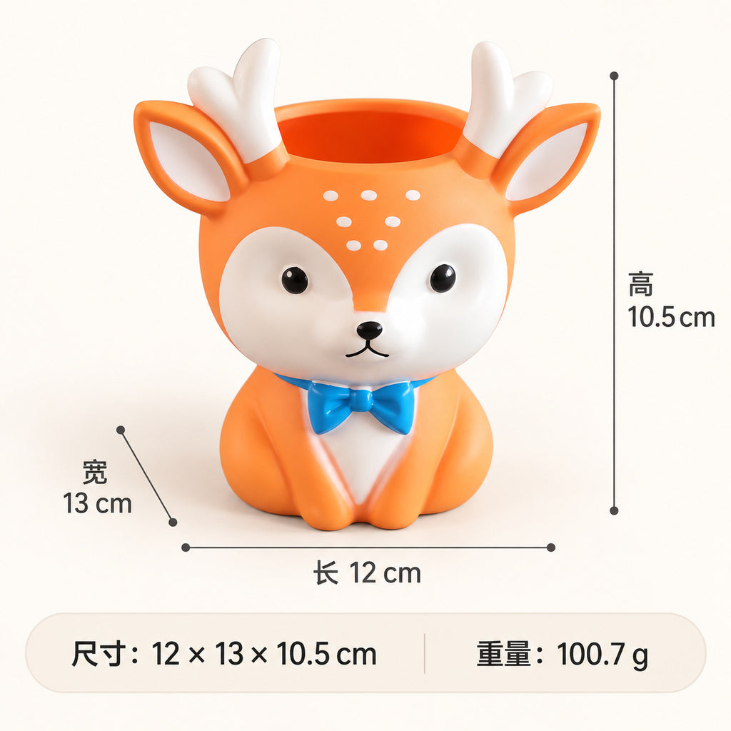 Whimsical Animal Pencil Holder, Squirrel, Cat or Deer Desk Cup for Pens, Brushes and Cozy Workspace Decor