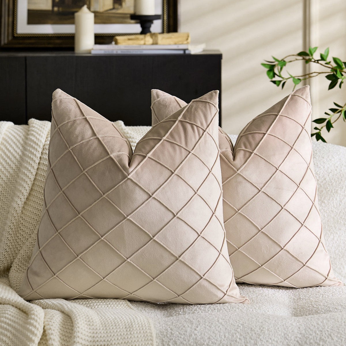 Solid Velvet Pillow Cover in 21 Colors, Decorative Square and Lumbar Cushion Cover for Sofas, Bedrooms and Cozy Home Styling