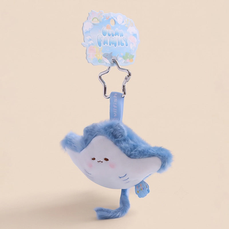 Mini Ocean Animal Plush Bag Charm, 12 cm Sea Creature Keychain in 13 Styles for Backpacks, Handbags and Playful Gifts