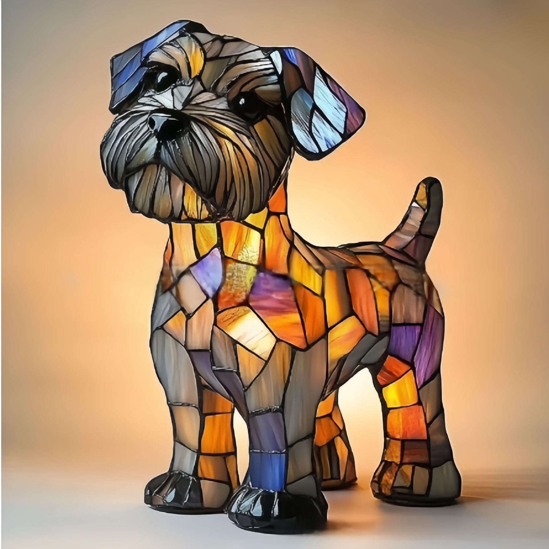 Resin Stained Glass Pet Lamp - Dog/Cat Night Light for Bedroom | Pet Lover Decor | Dachshund/Beagle/Black Cat Table Lamp